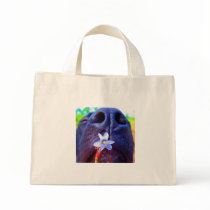 Black lab mix nose, small purple flower picture bags