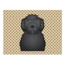Black Labradoodle Cartoon Post Card