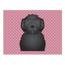 Black Labradoodle Cartoon Post Card