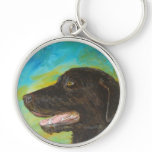 Black Labrador Dog Pet Portrait Keychain