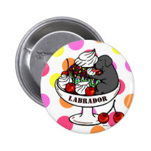 Black Labrador & Ice Cream Sundae Button