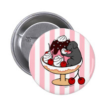 Black Labrador & Ice Cream Sundae Pinback Buttons