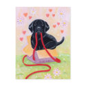 Black Labrador in the box Painting postcards