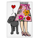 Black Labrador & Mum's Skirt Cartoon Greeting Card