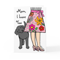 Black Labrador & Mum's Skirt Cartoon Greeting Card
