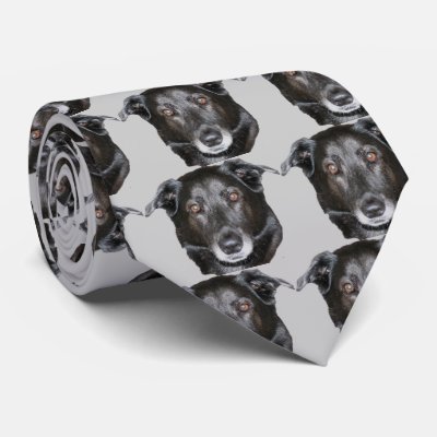 Black Labrador Retriever Dog Face Neck Tie by SmilinEyesTreasures
