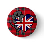 Black Labrador & UK Flag Heart 2 Cartoon Tartan Pin