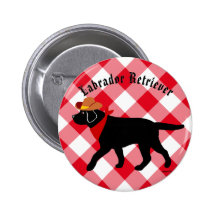 Black Labrador Walking Cartoon Pinback Buttons