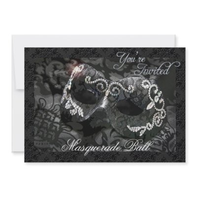 Black Lace Mask Jewelled Masquerade Ball Invitatio by TheHolidayEdge