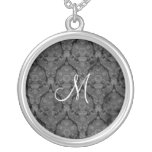 Black Lace Monogram Sterling Silver Necklace necklaces