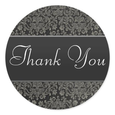 Black Lace Thank You Sticker/Seal by mjakubo434
