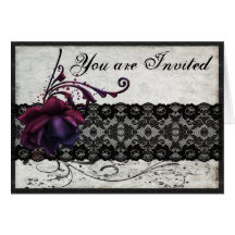 Black Lace Wedding Invitation Greeting Card