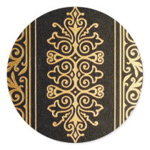 Black Leather Gold Embossed Pattern