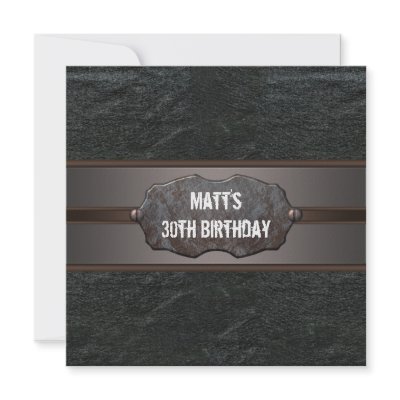 Black Leather Mans 30th Birthday Party Custom Invite by InvitationCentral