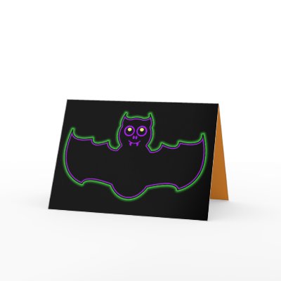 Black Light Neon Halloween Bat Card by mariannegilliand