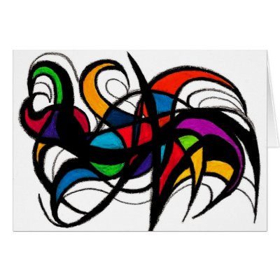 Black Lines Colour Block Abstract Card by zazuatzazzle