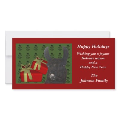 Black Llama Farm Animal Christmas Holiday Card by SmilinEyesTreasures