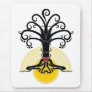Black magic tree with red heart on it mouse mat
