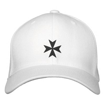 Black Maltese Cross Embroidered Hat by silhouette_emporium