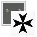 Black Maltese Cross Pinback Buttons