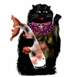 black maneki neko w/ koi
