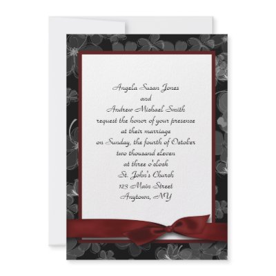 Black Maroon Bow Invitation by StarStock