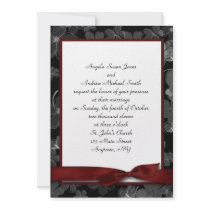 Black Maroon Bow Invitation