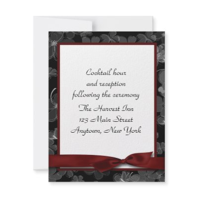 Black Maroon Bow Reception Card by StarStock