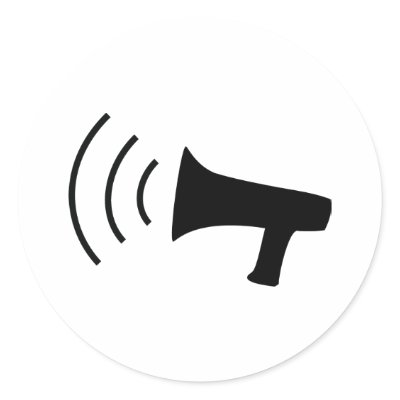 black megaphone icon round stickers by Tomaniac