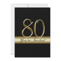 Black Metal Gold Print 80th Birthday Invitations