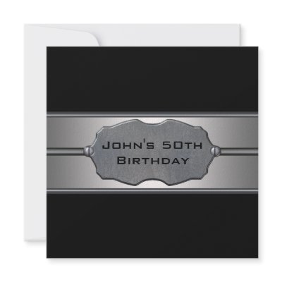 Black Metal Mans 50th Birthday Party Invites by InvitationCentral