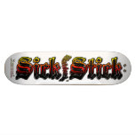 Black Metal on White ~ Sick Stick Logo Pro Deck skateboards