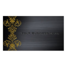 Black Metallic  Gold Damask Corporate Business Business Card Templates