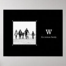Black Minimalist Personalised Photo Mat Print