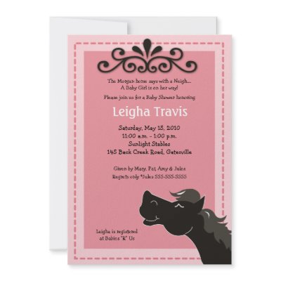 Black Morgan Horse Girl 5x7 Baby Shower Invitation by allpetscherished