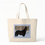 Black Morgan horse in snow Bags