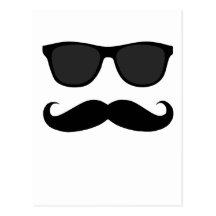 Black Moustache and Sunglasses Humour Gift Post Card