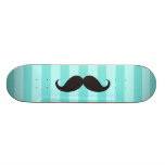 Black moustache aqua stripes  cool skateboard