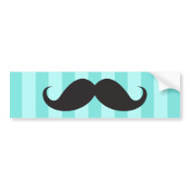Black moustache aqua stripes funny bumper sticker