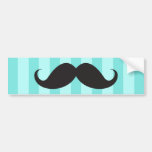 Black moustache aqua stripes funny bumper sticker