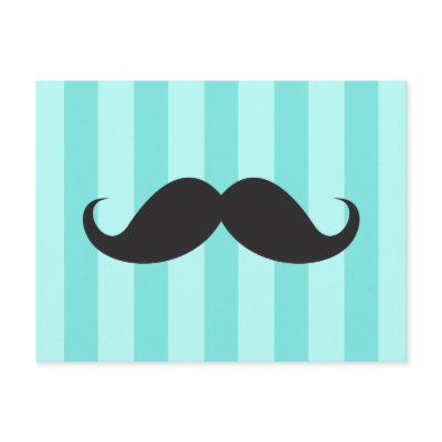 Black mustache aqua stripes funny postcard