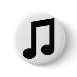 black music note icon pinback buttons