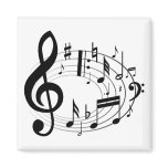 Black musical notes in oval shape refrigerator magnets