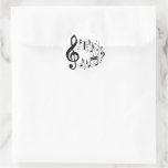 Black musical notes in oval shape stickers