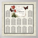 Black n Cream Red Reception Table Seating Chart posters
