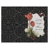 Black n Cream Red Tulip Damask - Wedding Program