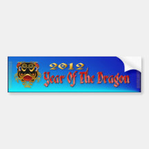 Black 'n Gold Chinese Dragon Face  Bumper Sticker