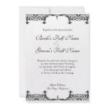 Black n White Fleur de Lis Damask Wedding Personalised Invites