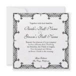 Black n White Fleur de Lis Damask Wedding invitations