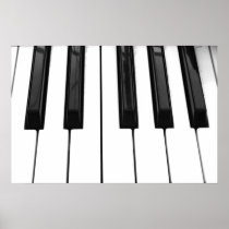 Black n White Piano Keyboard Key Picture Image Print